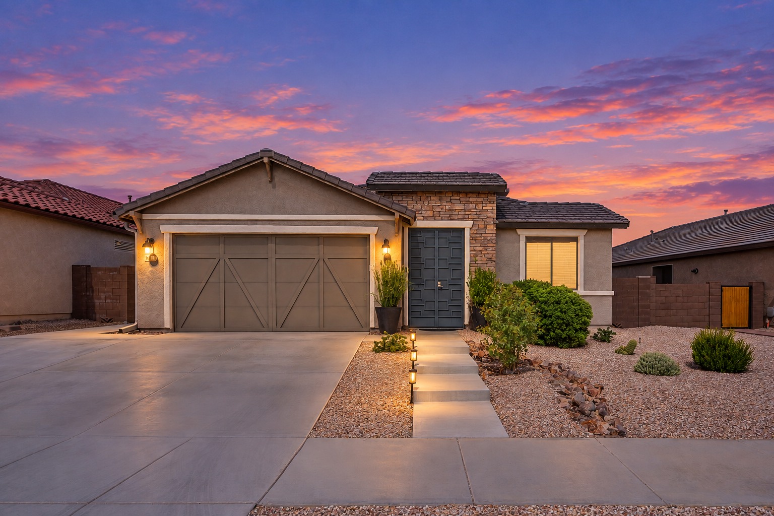 8475 North Van Cleeve Lane exterior, digitally enhanced virtual twilight